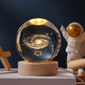 60mm Large 3d galaxy Crystal Ball Night Lamp Light Custom 3d Laser Engraved Crystal Glass Ball Crafts With Led Wooden Base