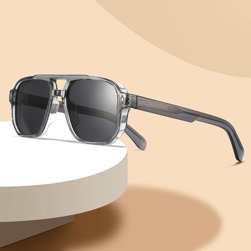 2025 Fashion Men Women TR90 Retro Pilot Sun Glasses UV400 CP Acetate Square Sunglasses Men Women