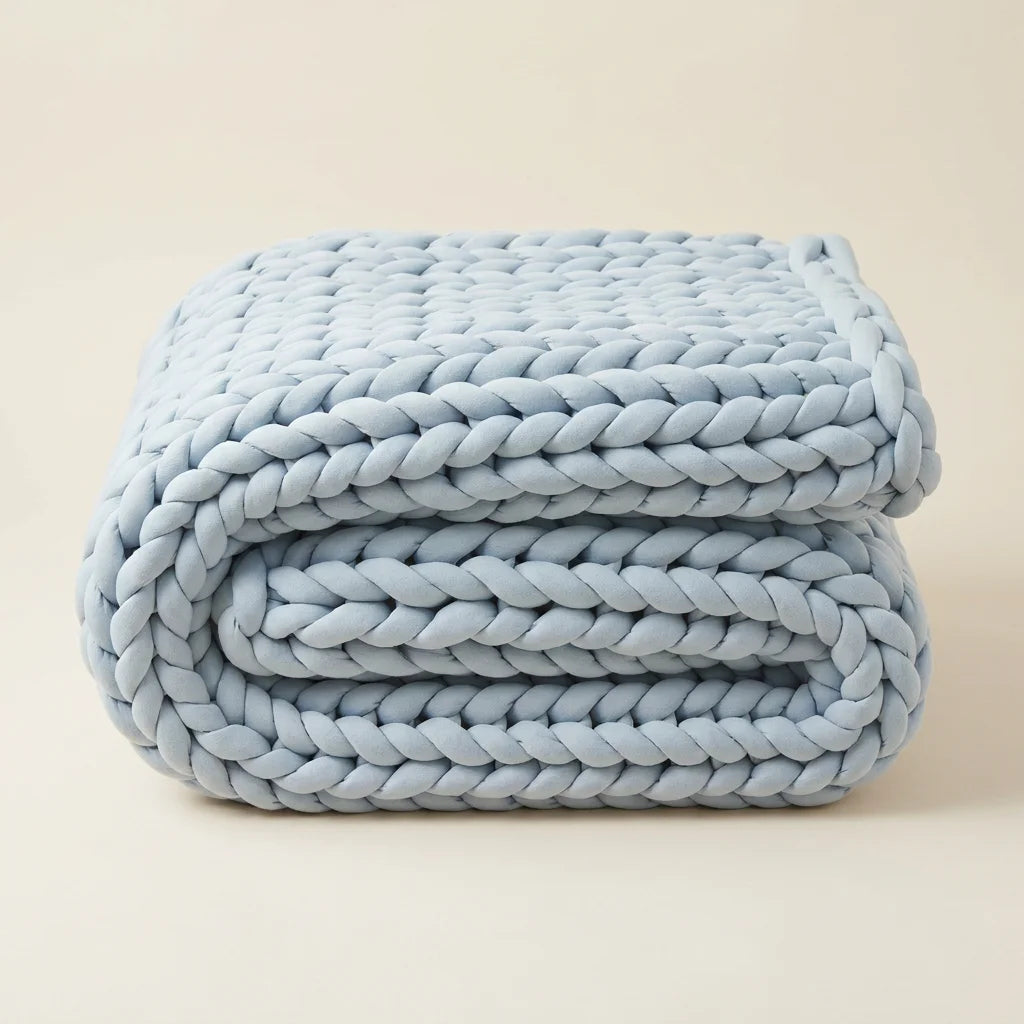 Factory Wholesale 2026 Newest Design Chunky Hot-sale Cozy Sustainable Cotton Weighted Blanket for Home Bedroom