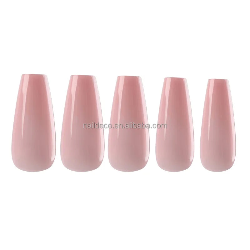 New Arrival Natural Stiletto False Artificial Nail Full Press on Daily Look with Glitter Mie Color
