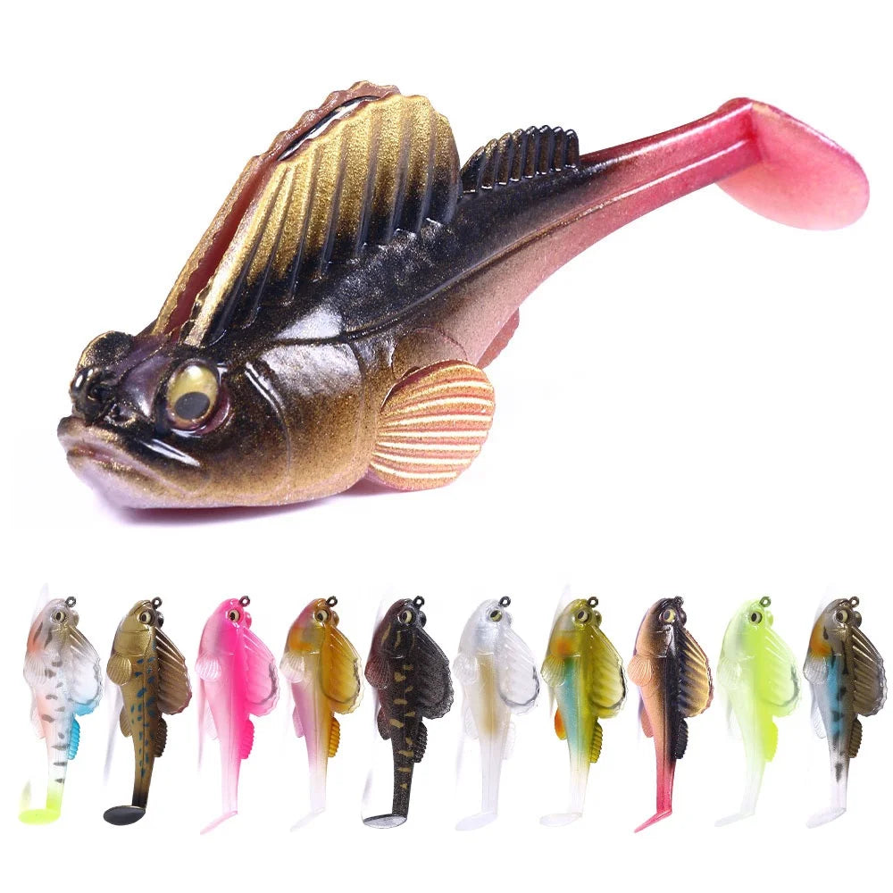 Wholesale SO062 7.5cm 14g Artificial Soft Plastic Baits Lead Head Fishing Lures with Paddle Tail