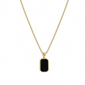 YL Trendy Gold Square Black Shell Titanium Steel Necklace - Geometric Non-Fading Versatile Jewelry