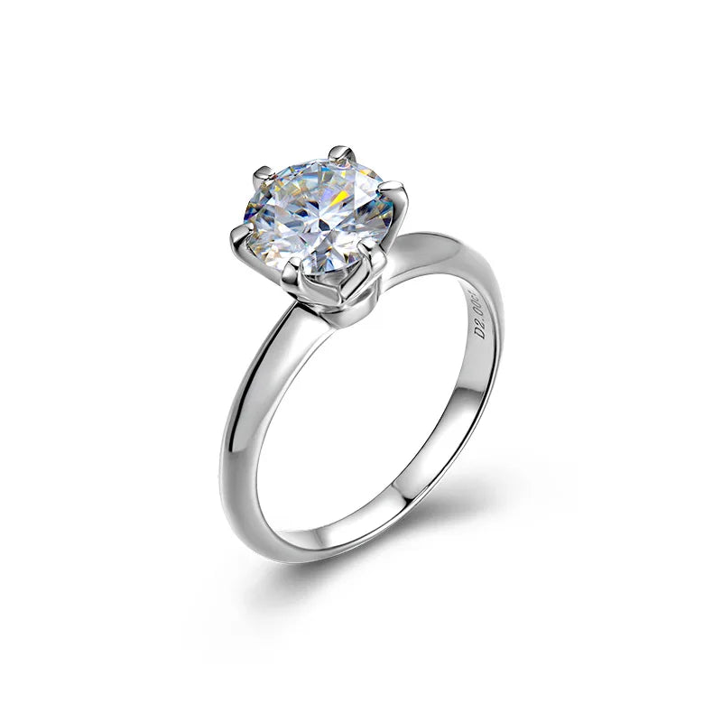 Fashion Moissanite Rings 925 Silver Plated Rhodium Plated 6.5mm Moissanite Stones Mossanite Wedding Rings