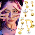 Toposh 925 Sterling Silver Clear CZ Ear Stud Labret Lips Piercing Sliver Jewelry Piercing Tragus Helix Cartilage Earring