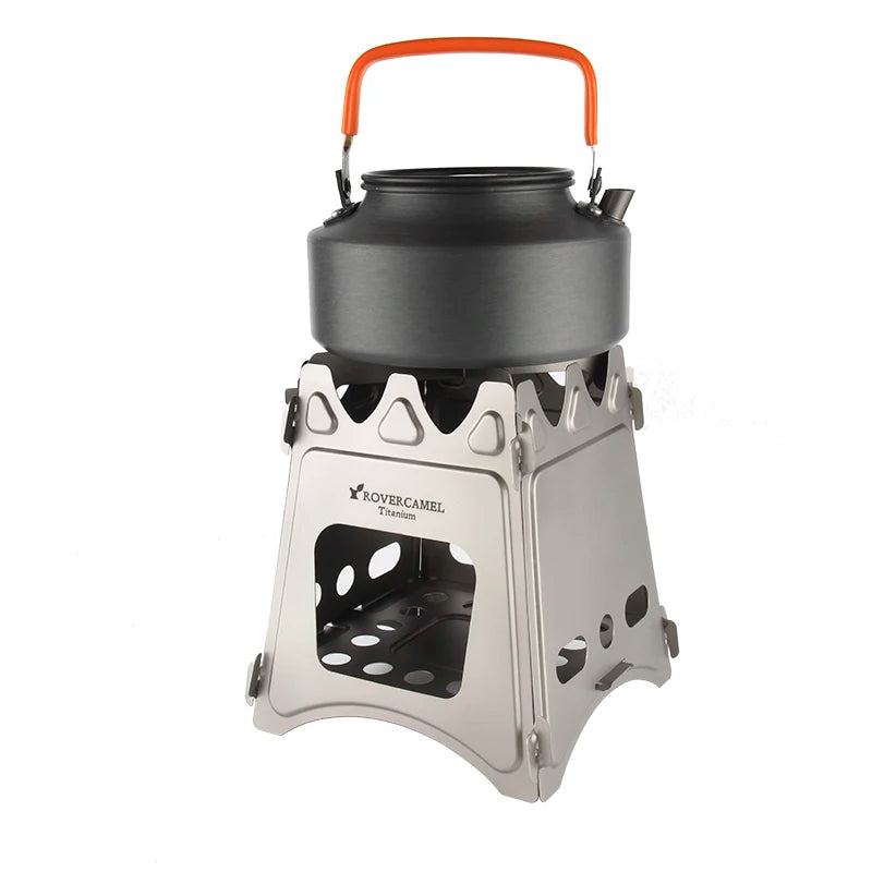 Ultralight Titanium Wood Stove for Outdoor Camping Portable Folding Cookware 7.3 OZ"