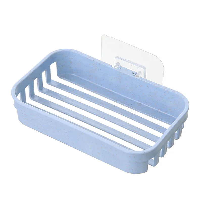 HelloWorld No Trace Paste Single-layer Hollow Soap Rack Bathroom Drain Soap Box Strong Suction Cup Soap Rack Wall Hanging Shelf