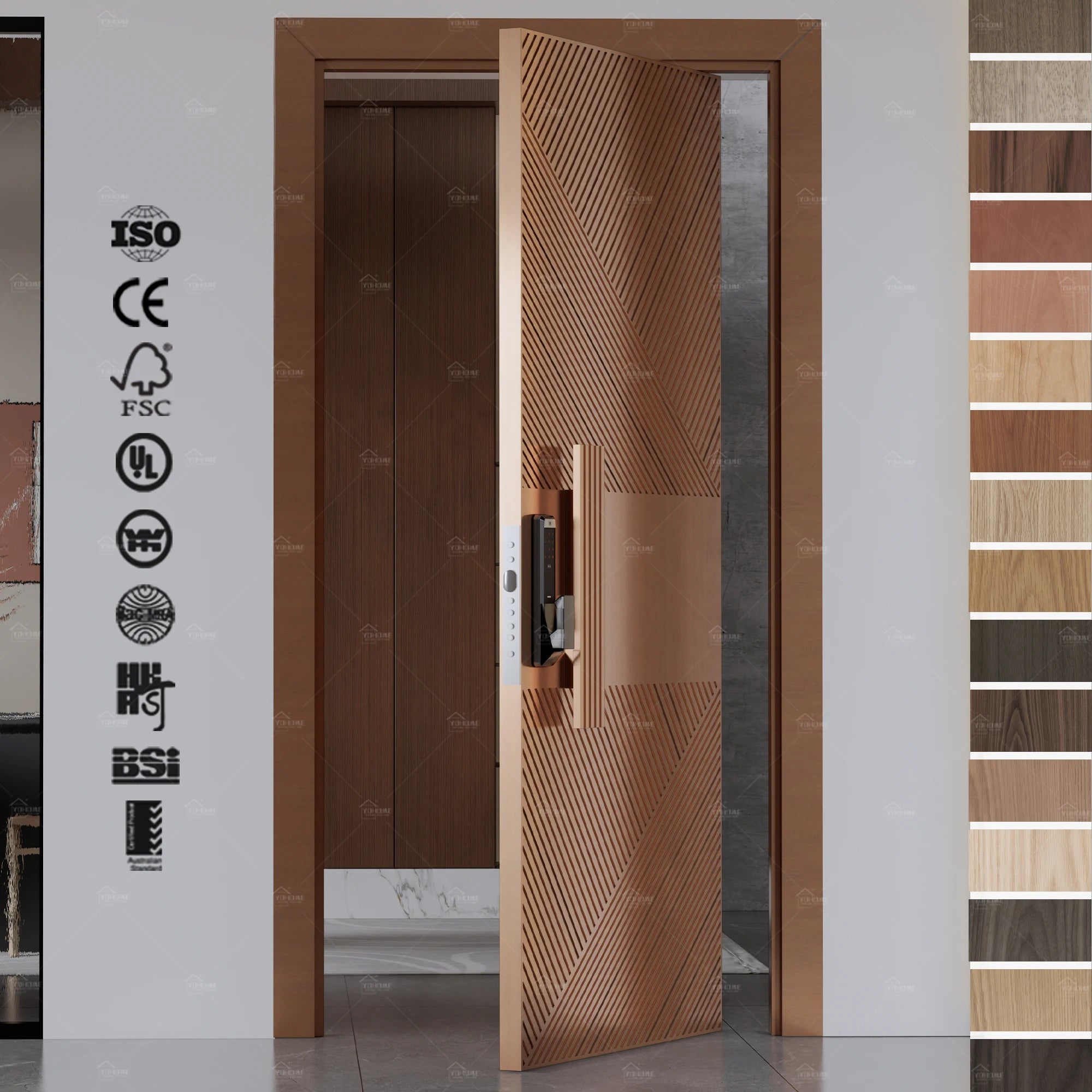 Foshan Yohome Wood Door Factory  Modern Villa Entrance Main Door Design Front Entry Doors for Home
