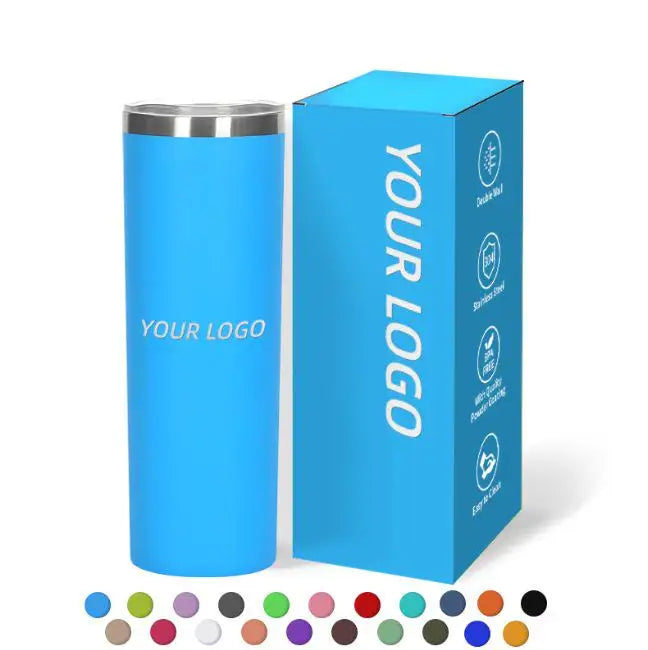 20oz Powder Coated Skinny Tumbler 304 Stainless Steel Double Wall Insulated Tumbler Water Bottle