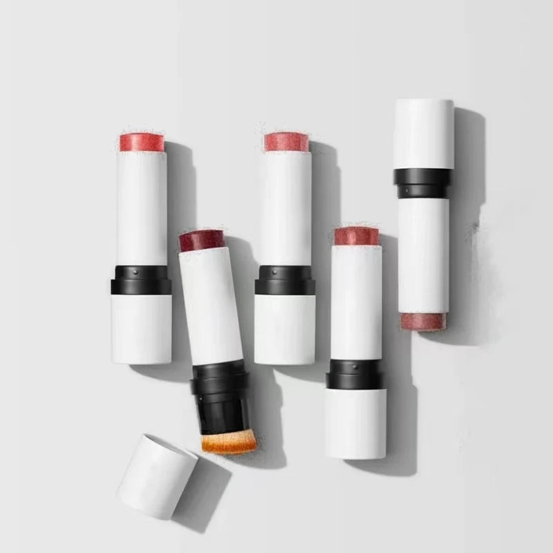 Double Head Blush Sticks 3 in 1 Cheek Blush Lip Tint Eye Shadow Makeup Cream Blush Stick With Brush