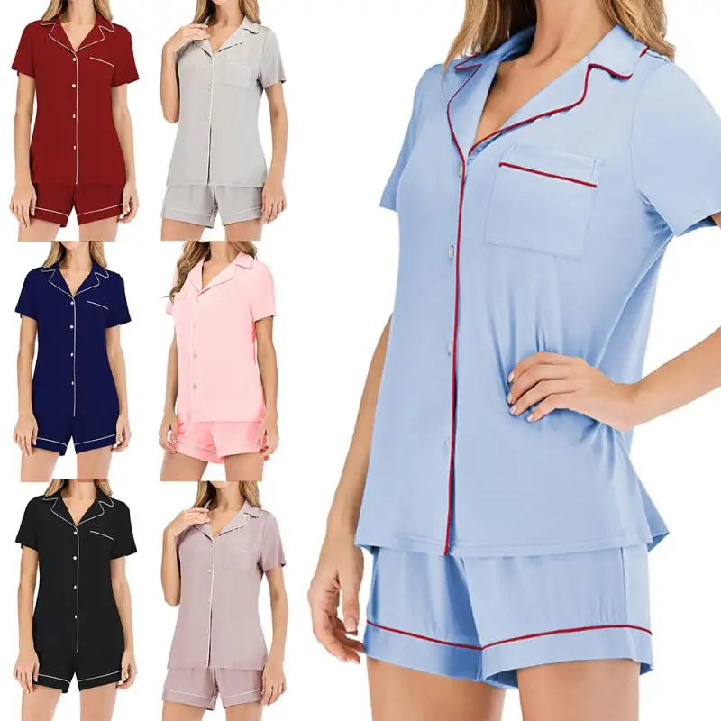 Women Modals Set Short Sleeve Top Nightwear Lounge Wear Pajamas Plus Size Home Clothes Home Wear Set