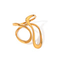 N&S 18K Gold Stainless Steel Glossy Line Irregular Shaped Open Ring