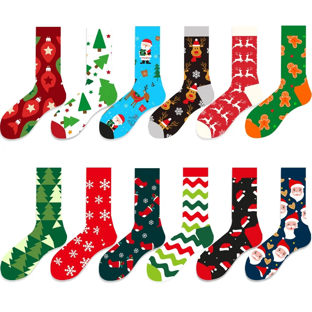 Wholesale Cute Santa Moose Xmas Socks Women Festival New Year Christmas Cotton Socks
