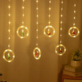 Christmas Decor Ring Lights with Ornament Toy LED Window Curtain Lights Multicolor Christmas String Lights