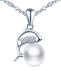 New Design White Pearl Jewelry 925 Sterling Silver Dolphin Necklace