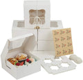 Three Tiers Tall 2 Tier 6 Hole 4x4x4 Cute Custom Printed Paper Portable Standard Cupcake Box White Cupcake Boxes With Window