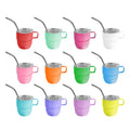 New 3oz Coffee Mugs With Handle Spray Coating 12 Colors Stainless Steel Shot Glass With Steel Lids Customize Logo