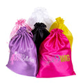 Leeons Custom Branded Human Hair Extension Storage Pouch Wig Packaging Bags Satin Drawstring Bundle Hair Bags for Bundles