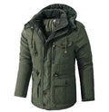 Men's Thickened Coat Solid Color Oversized Cotton Jacket Mid Length Casual Lamb Cashmere Jacket