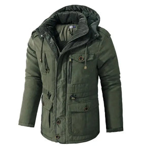 Men's Thickened Coat Solid Color Oversized Cotton Jacket Mid Length Casual Lamb Cashmere Jacket
