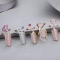 Pave Setting Full Rhinestone Nail Cover Crown Ring Cute Adjustable Women Rings Set