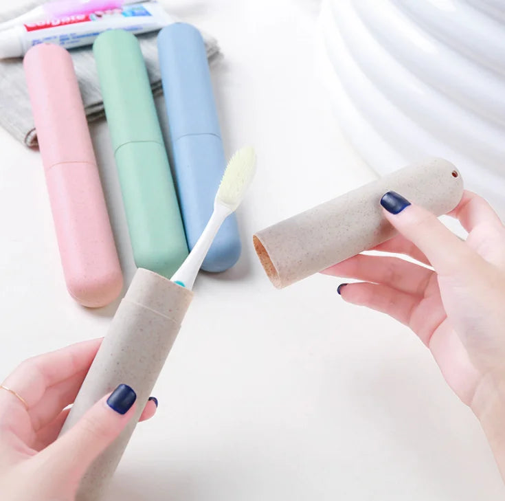 Eco-friendly Biodegradable Wheat Straw Toothbrush case Plastics Travel Portable Toothbrush Holder Toothbrush Storage Box