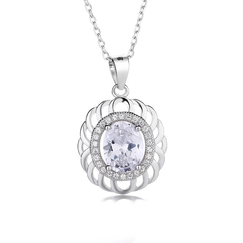 S925 Sterling Silver Women's Vintage Silver Chain Pendant Necklace for Women