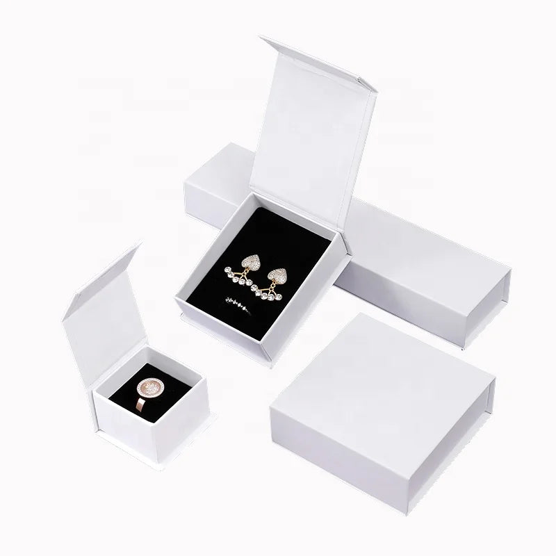 CSMD Chinese Manufacturers Custom logo Accept Gift Rigid Packaging Cardboard Magnetic White Jewelry Boxes for Ring