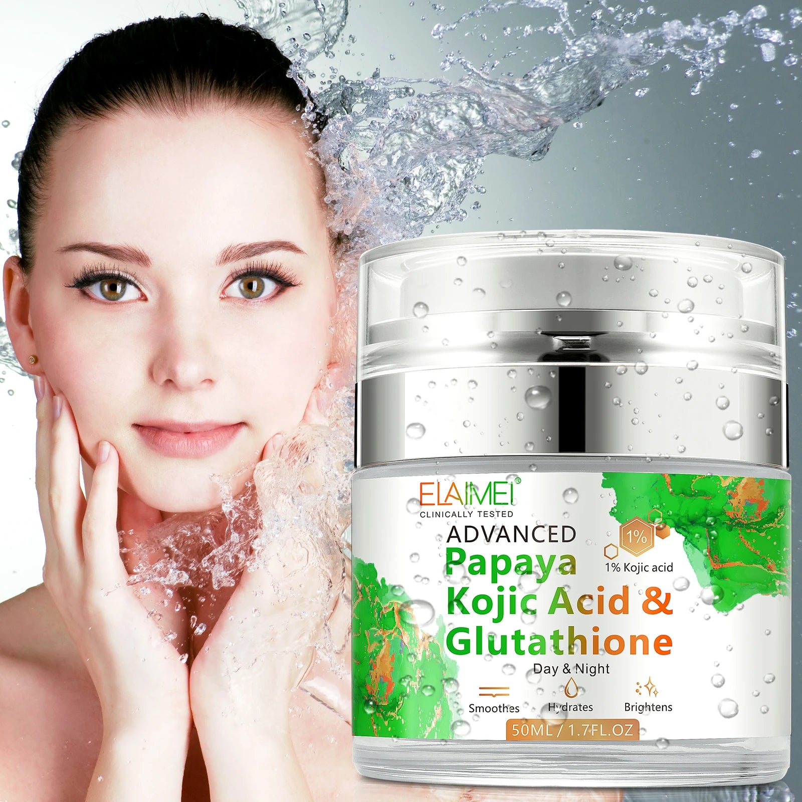 ELAIMEI Natural Organic Facial Lotion Day and Night Kojic Acid Skin Whitening Lightening Papaya Face Cream for Dark Circles