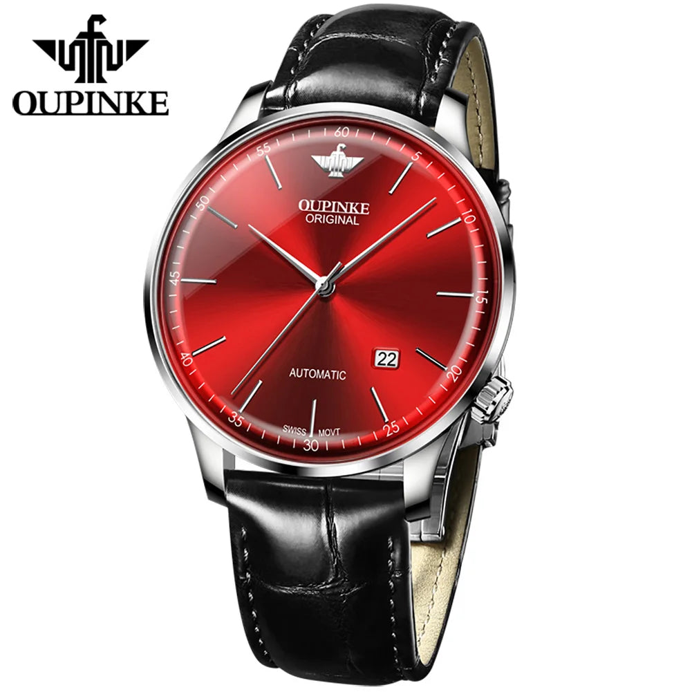 Oupinke 3269 Stainless Steel Mesh Belt for Men  Automatic Watches Wholesale Fashion Watch Black Business Custom Men Wristwatches