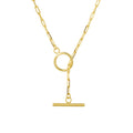 Soild S925 Sterling Silver Paper Clip Chain OT Toggle Clasp Choker Necklace for Women