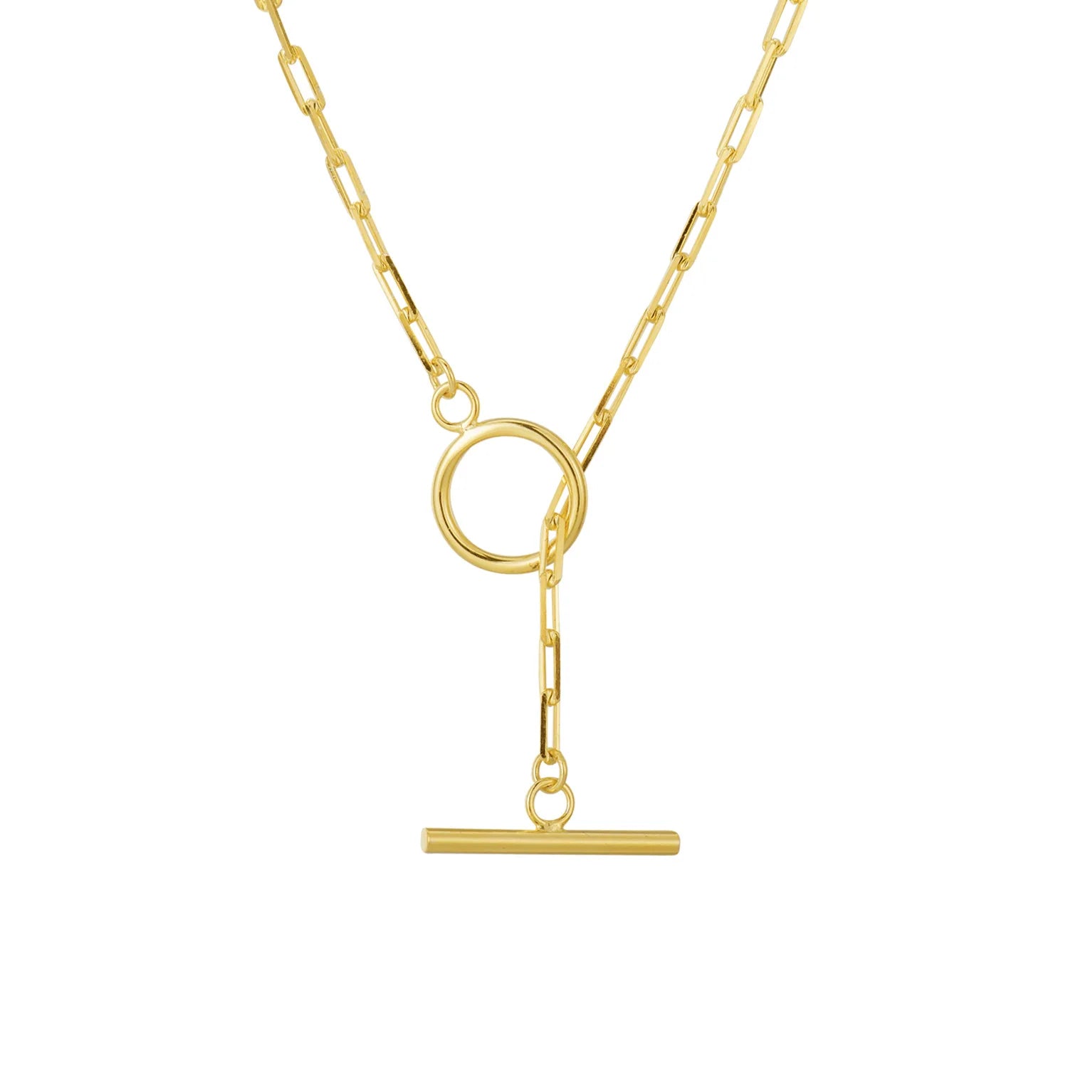 Soild S925 Sterling Silver Paper Clip Chain OT Toggle Clasp Choker Necklace for Women