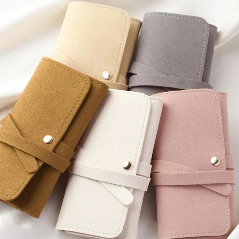 Simple Microfiber Jewelry Bag Multifunctional Earrings Ring Bracelet Storage Roll Gold Jewelry Box