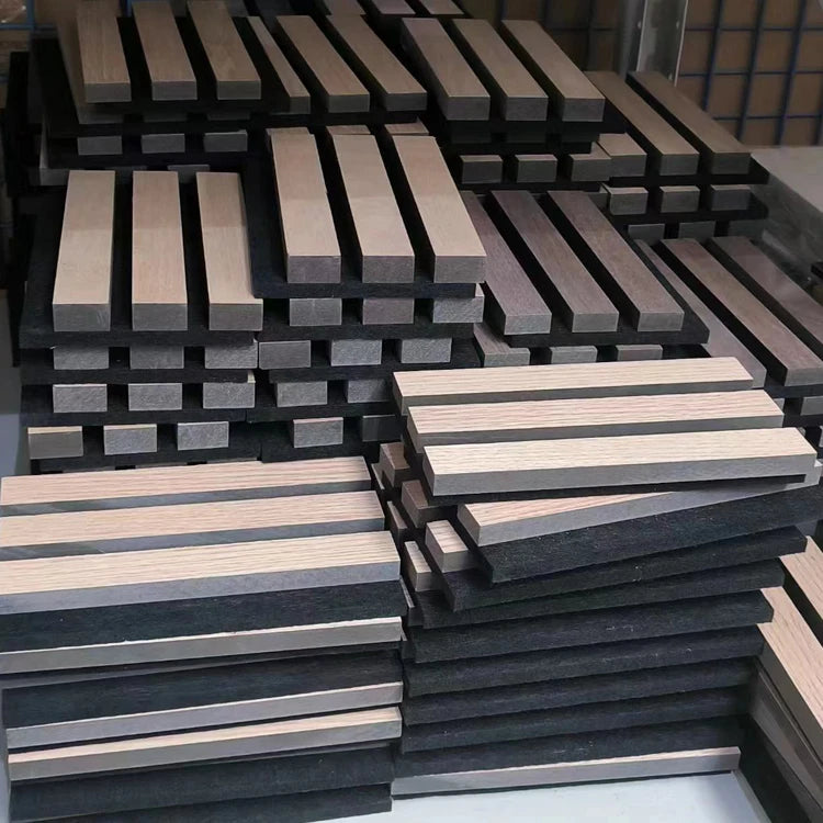 Luxury Fluted Wood Bamboo Acoustic Panels Fabric Wooden Grooved Fluted Acoustic Panels