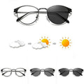 Custom Logo Fashion Anti Blue Rays Sun Glasses UV400 Driving Eyewear Metal Round Photochromic Glasses Men Women