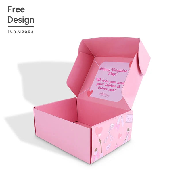 Custom Print Colorful Double Sided Color Pink Luxury Exquisite Packaging Box