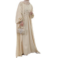 New Modest Style Ethnic Open Abaya Dress for Women 2-Piece Set Long Kimono Inner Dress Natural Waistline Islamic Clothing Robe