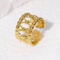 Beimai OEM Ring Women's Geometric Hollow Light Luxury 18K Gold-plated Titanium Steel Ring