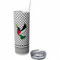 Custom Palestine Keffiyeh Stainless Steel Cup With Straw Keffiyeh Design Tumbler 20oz