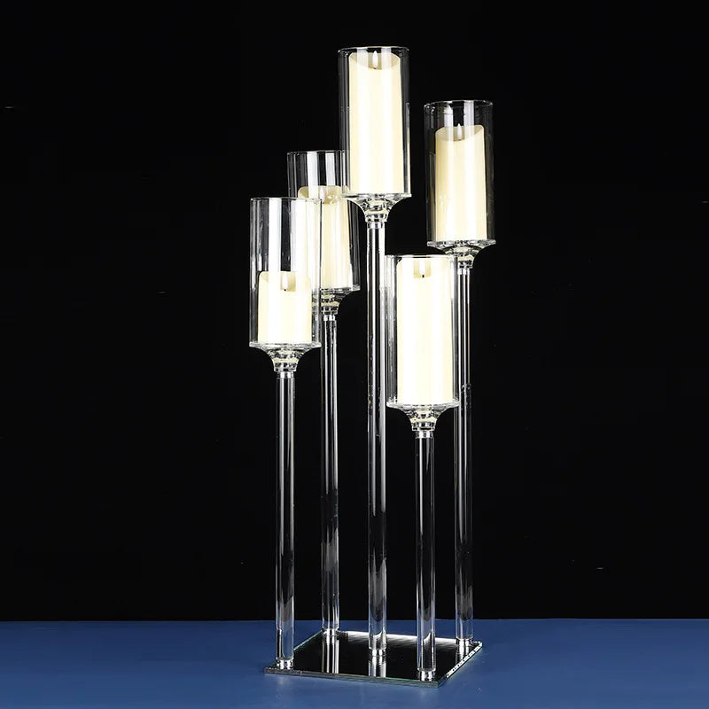 Crystal Glass  Candle Holder 5 Windproof Wedding Site Layout Props Model Room Ornaments