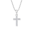 YILUN 925 Sterling Silver Cross Pendant Necklace Rhodium Plated Cubic Zirconia Stones Fashionable Religious Jewelry for Women