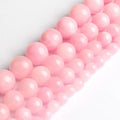 Wholesale 15 Inches Pink Jades Chalcedony Loose Stone Beads 6/8/10/12MM Smooth round for Jewelry Making DIY MegaBDM