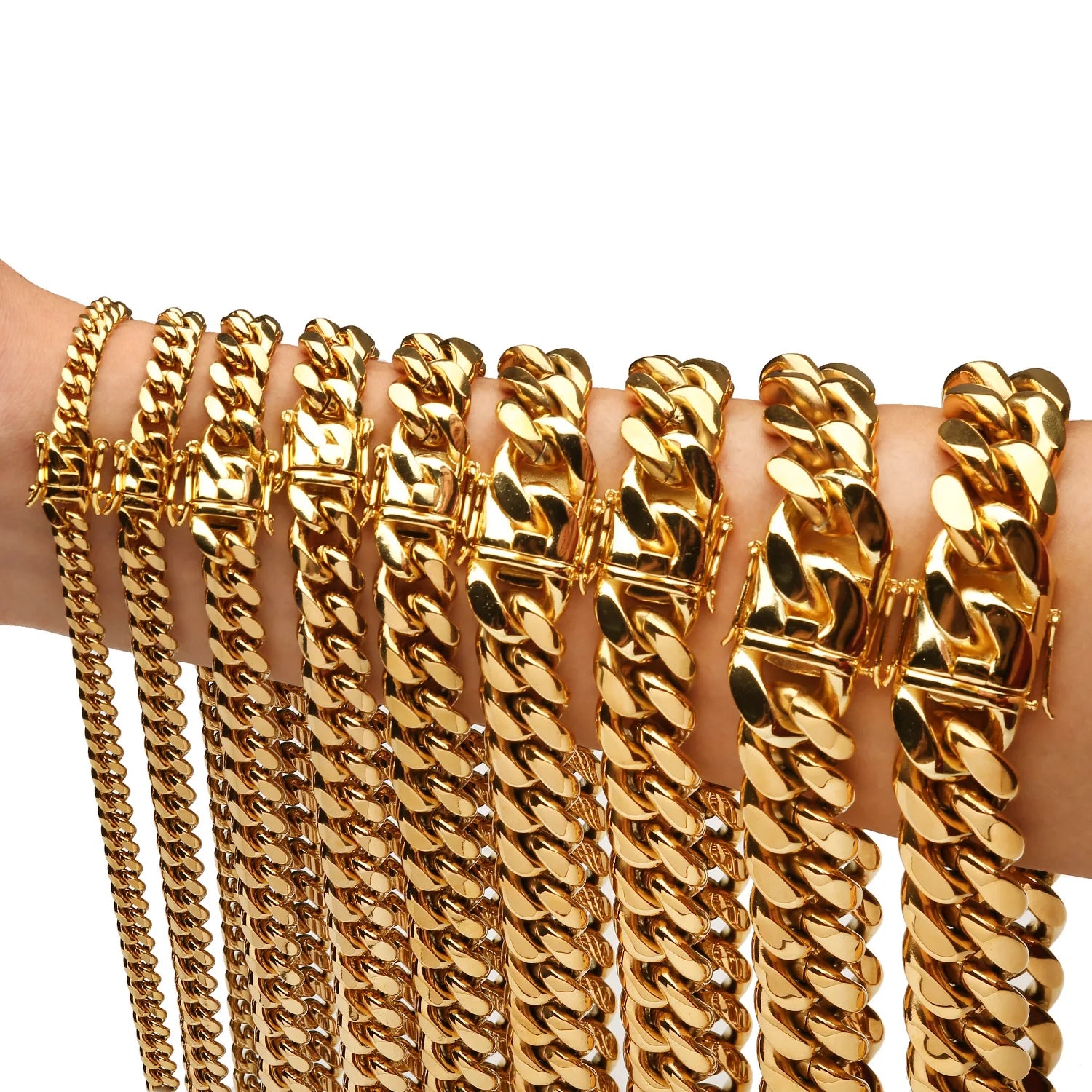 Wholesale Supplier Tarnish-Free Waterproof Stainless Steel Necklace Miami Chain Link Diamond Pearl for Anniversaries Parties