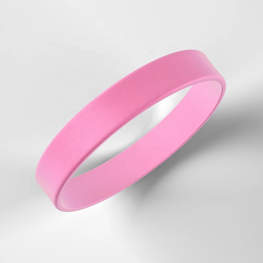 Pink Colorful Bead 3/4 Inch Wristband Wholesale China Beaded Rubber Bracelet Glitter Silicone Sport Team Wristbands