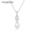 CZCITY 925 Silver Jewelry Woman Necklaces-For-Lady Girl Sterling Chain Charm Fresh Water Pearl Necklace