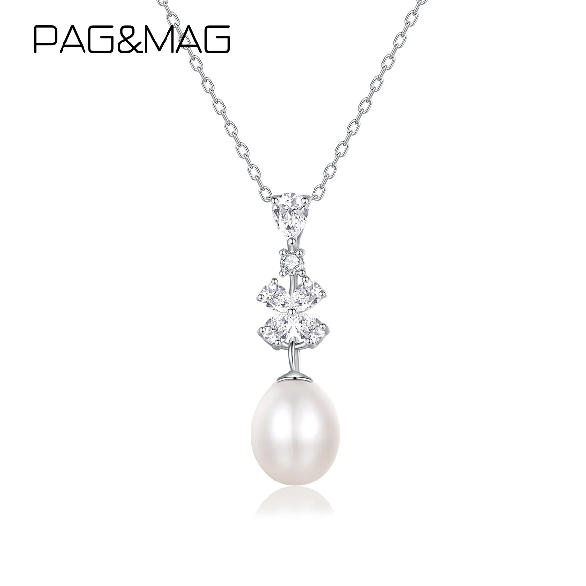 CZCITY 925 Silver Jewelry Woman Necklaces-For-Lady Girl Sterling Chain Charm Fresh Water Pearl Necklace