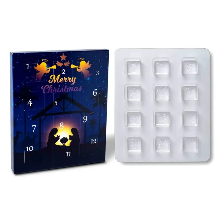 Custom Cardboard Christmas Tree Gold Foil Matt Lamination Embossed 12-Day Empty Wax Melt Advent Calendar Box Inlay Face Cream