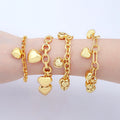 Jxx 24K Gold Plated Brass Heart Pendant New Design Fashion Charm Bracelets for Girls Competitive Price
