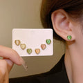 Wholesale Elegant Small Cute Ear Studs Jewelry Opal Colorful Love Earrings Set for Women