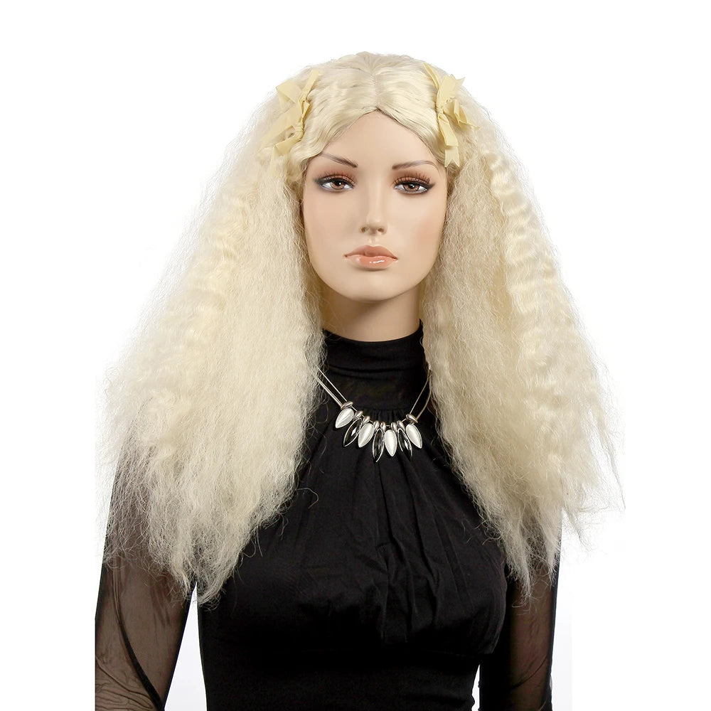 1310 Wholesale Price Cheap 100% Synthetic Medium Long Hair White Wig Display for Beauty Lady Use