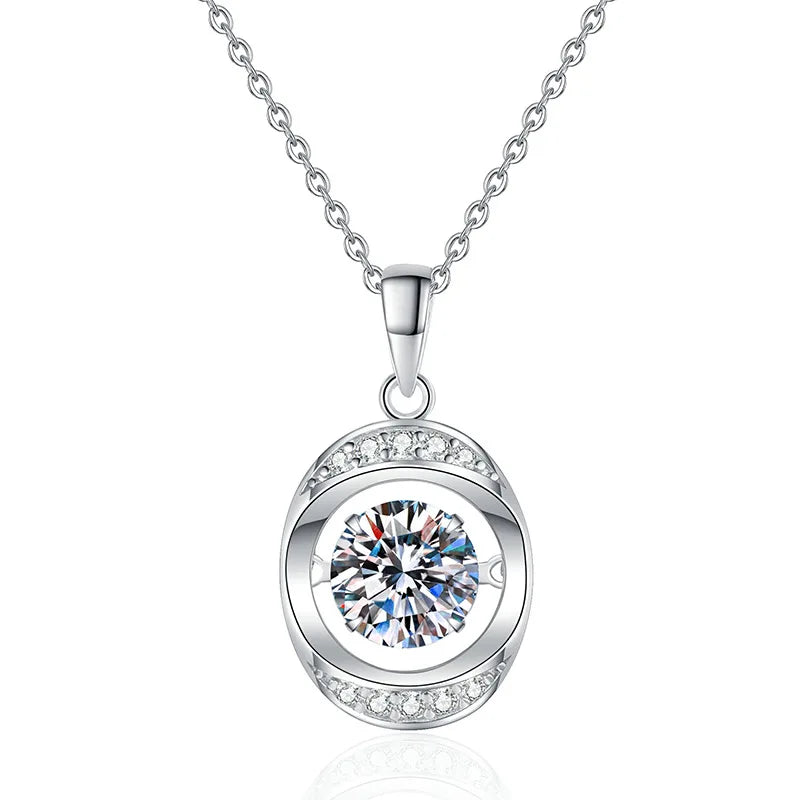 Factory Wholesale 925 Sterling Silver Fine Jewelry Agile Eyes Stone 1Carat Sparkling Moissanite Dance Pendant Necklace for Women